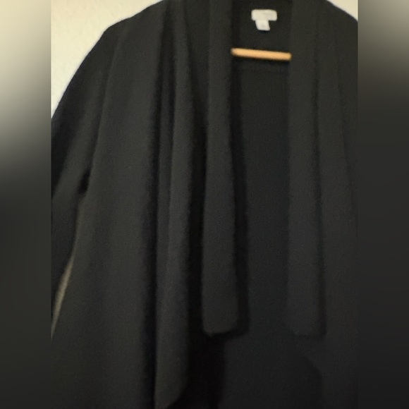 Cashmere Black Soft Open Front Waterfall Shawl Collar Cardi. Nordstrom Halogen - Picture 5 of 12